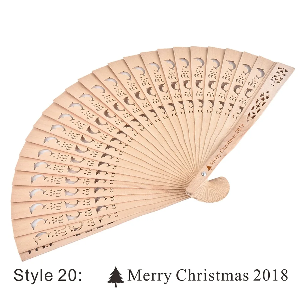 Style20 50 шт. Персонализированная гравировка на дереве складной ручной вентилятор деревянный складной Дельфин вентиляторы вечерние украшения свадебный подарок детский душ - Цвет: Style20