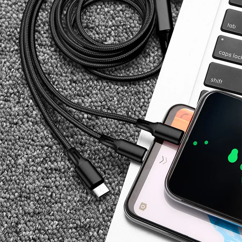 Duxegm нейлон 3 в 1 USB кабель для всех смартфонов Quick Charge кабели 120 см|Кабели питания| |