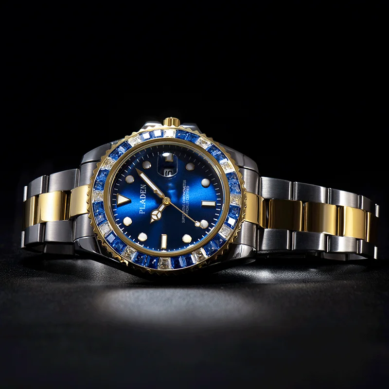 Часы наручные PLADEN Мужские кварцевые роскошные брендовые Светящиеся в темноте с