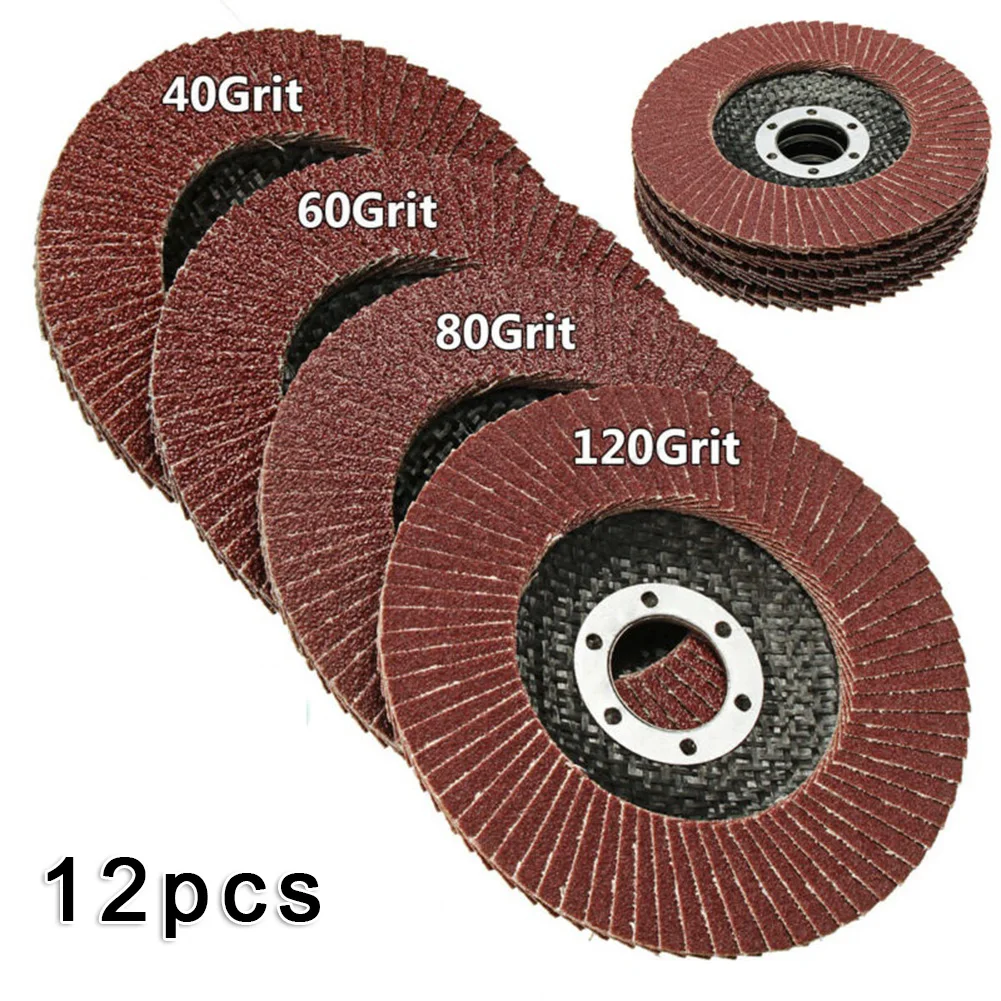 

12pcs 4.5inch 115mm Grinding Wheels Flat Flap Discs 40/60/80/120Grit For Angle Grinder Sanding Discs Metal Plastic Wood Abrasive