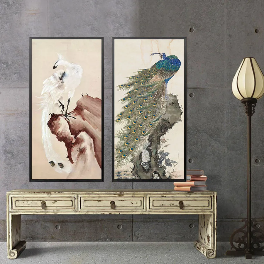 Картины "Раскрась по номерам" Китайские чернильные картины Известные картины с фазанами, фениксами, орлами, павлинами и львами на стену.