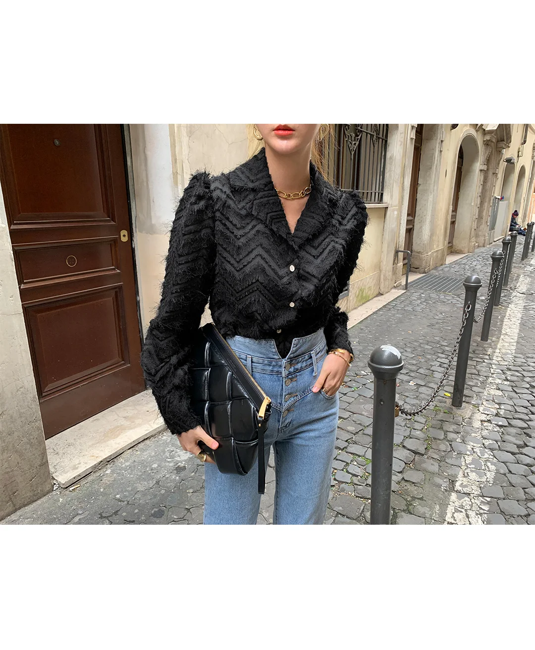 Осенняя элегантная Свободная рубашка Ppshd в корейском ретро стиле с лацканами и