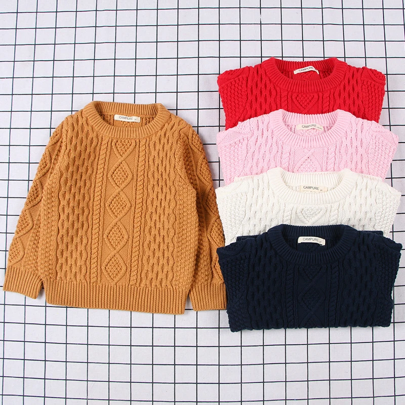 

Kids Sweaters Tops Autumn Girls Boys Sweaters 1-7 Yrs Baby Boys Pullover Winter Knitted Bottoming Boys Sweaters