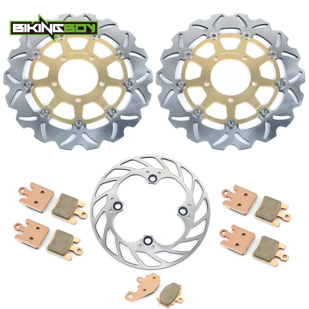 

BIKINGBOY Front Rear Brake Discs Disks Rotors + 5 Set Pads For Kawasaki Ninja ZX6R 636 2005 2006 ZX10R 04-07 ZX6RR 05 06