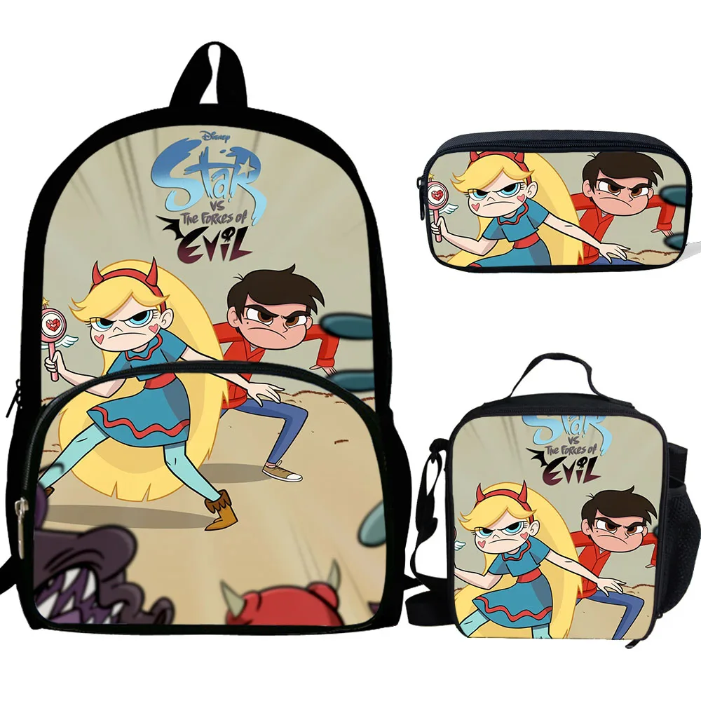 3PS Customized Cartoon star vs the forces of evil Print Backpack For Girls Boys Schoolbag Children Luch Bag Kids pencil bag