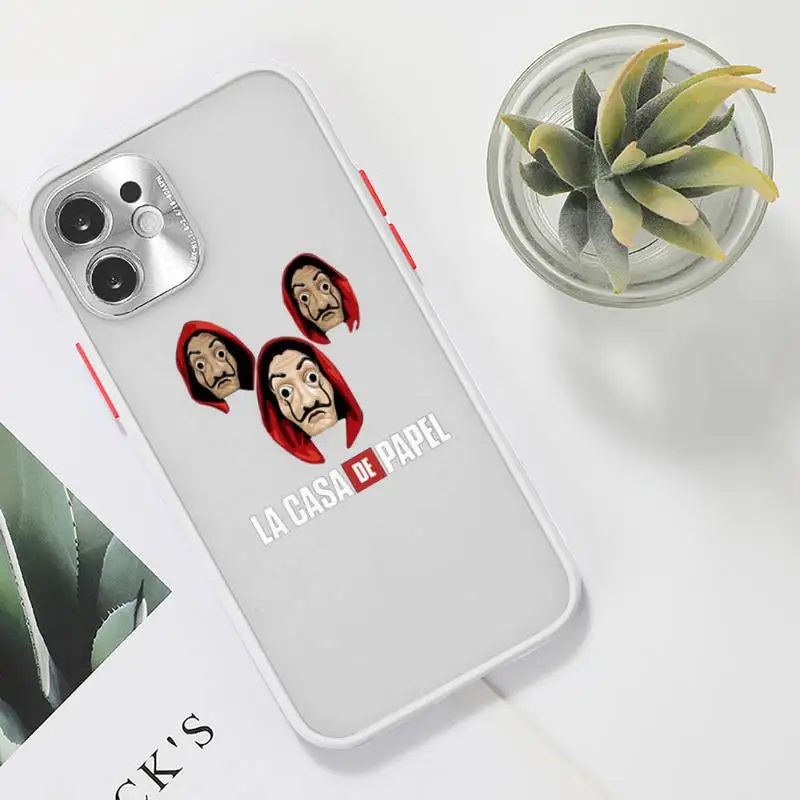 

Money Heist Phone Case For iPhone 12 11 Mini Pro XR XS Max 7 8 Plus X Matte transparent White Cover