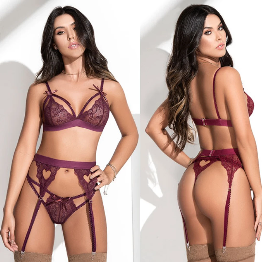 Модное Новое женское сексуальное нижнее белье Babydoll нижнее белье решетка спереди сорочка с лямками набор