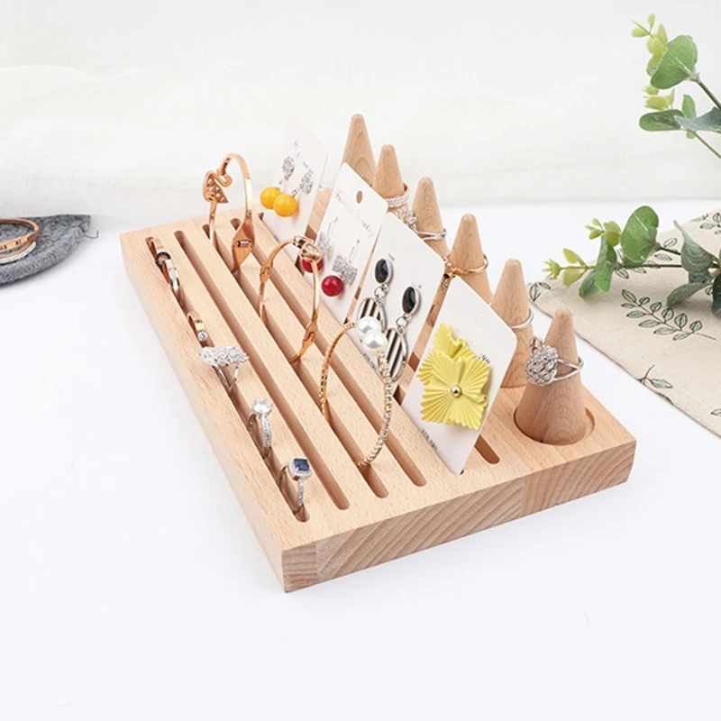 Натуральное деревянное кольцо на палец стенд ювелирный дисплей держатель