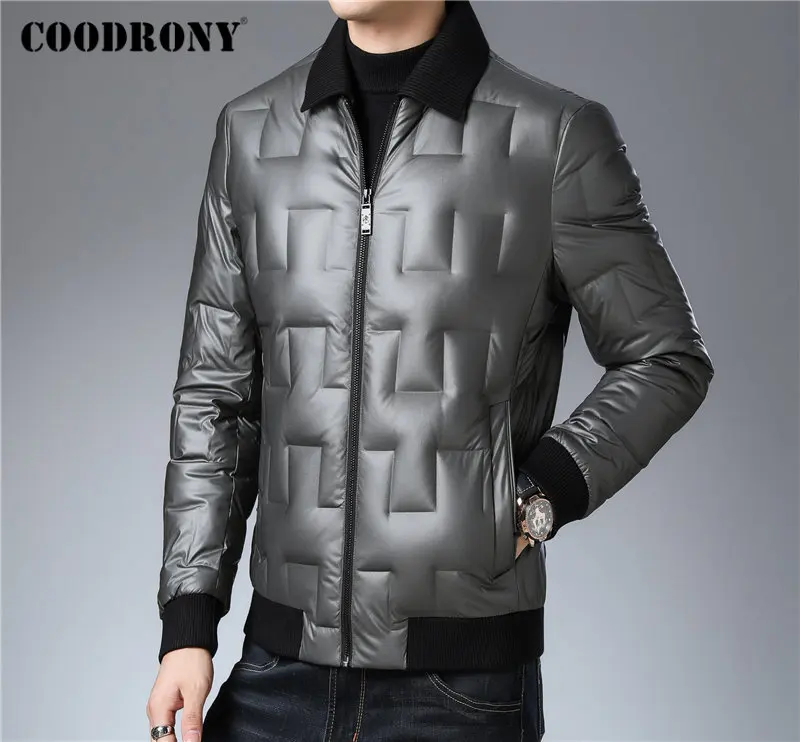 Бренд COODRONY, мужская куртка-пуховик, модное Полосатое повседневное пальто, мужская одежда, Осень-зима, толстые теплые куртки с карманами, 98028