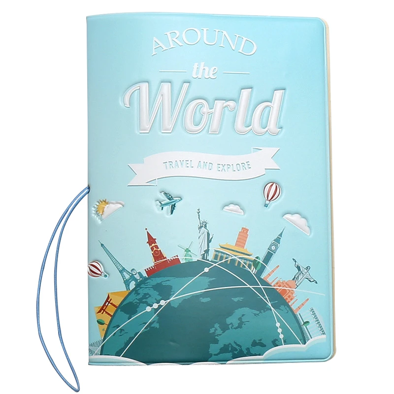 

New Travel Accessories Around The World Camouflage Passport Cover ID Credit Card Bag 3D Design PU Leather Passport Holder Bag