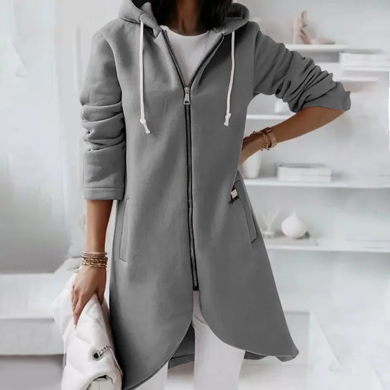 

2021 Women Causal Winter Overcoat Female Plus Sizes Hooded Pocket Cap Coat Outerwear Zipper Elegant Jacket Casco Feminino