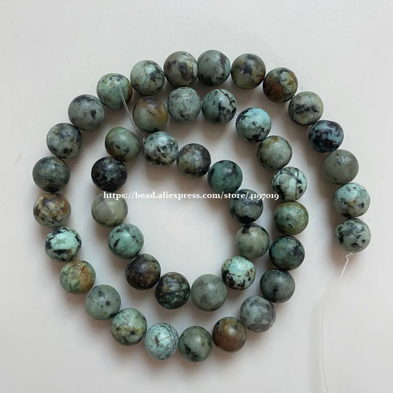 

ee Shipping Natural Stone African Turquoises Round Loose Beads 15" Strand 4 6 8 10 12MM Pick Size For Jewelry Making