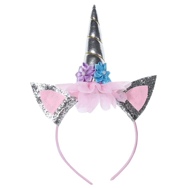 Девушки цветок кошачьи уши милые ободки с единорогами Детские головные повязки