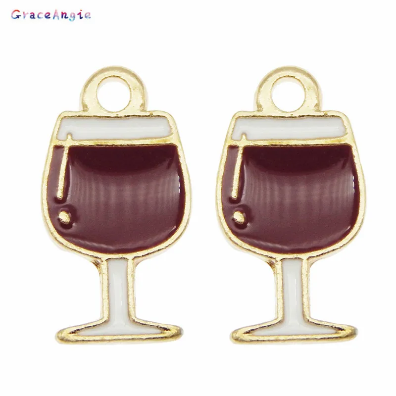 10pcs/lot Kawaii Enamel Goblet Jewelry Findings - GraceAngie Red Wine Glass Earring Charms, Bracelet Keychain & Small Pendant in Alloy image 5