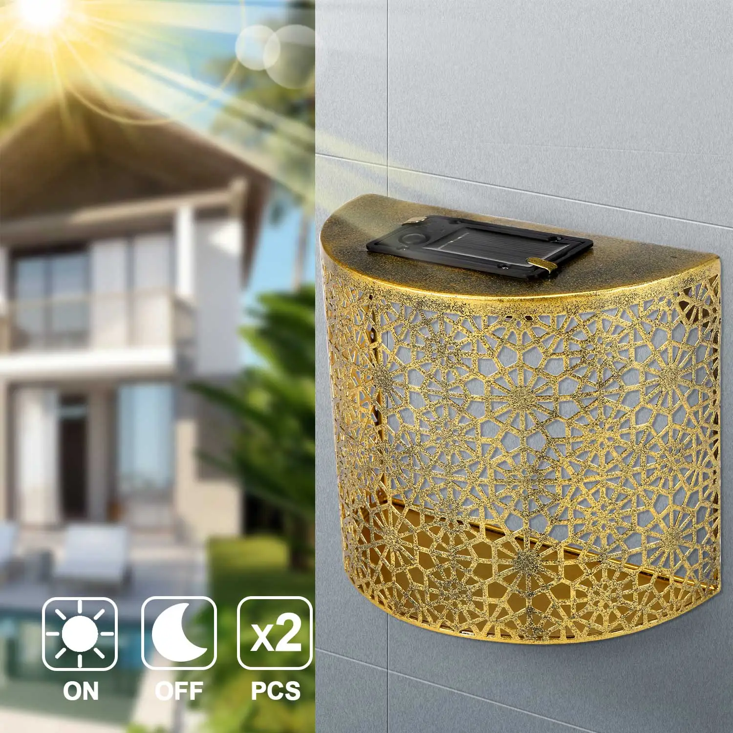 

2PCS LED solar lawn light outdoor waterproof hollow solar lamp garden courtyard pathway landscape led light lighting decoration