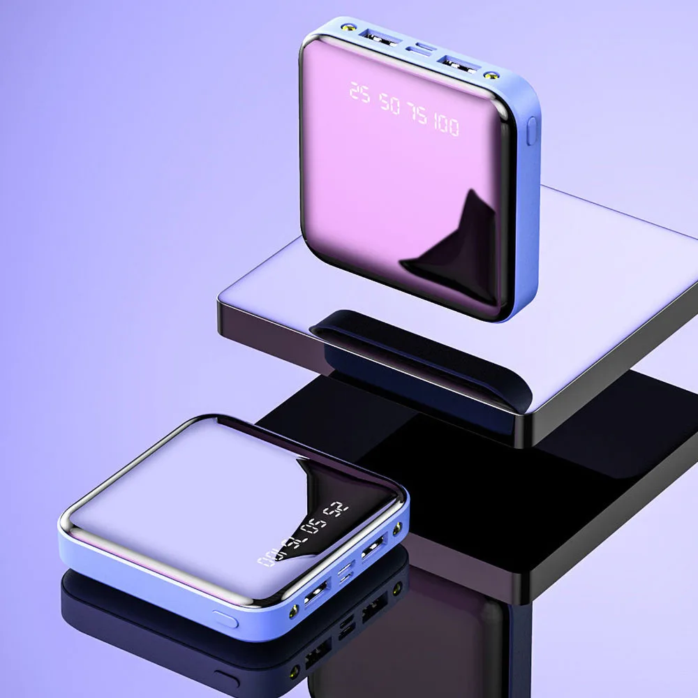 mini lcd power bank 20000mah fast charger 2 usb powerbank portable charging for smart phone dropshipping free global shipping