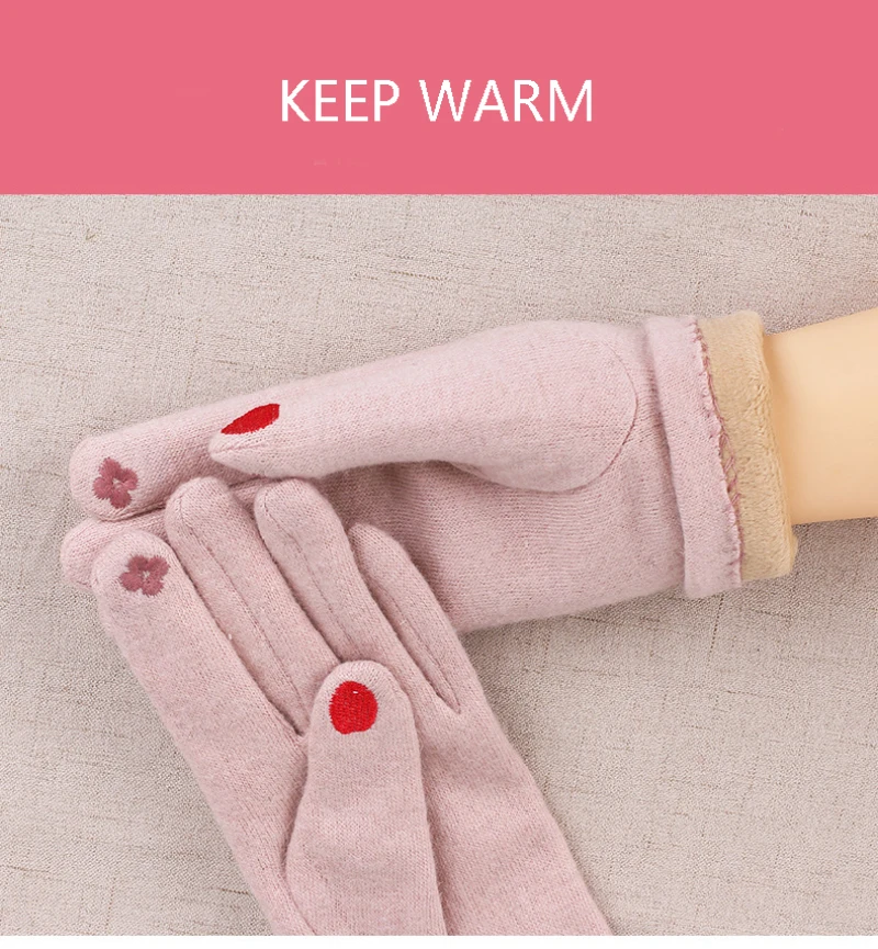 

Women Winter Keep Warm Touch Screen Gloves Plus Velvet Inside Cashmere Blend Female Fake Nails Elegant Thin Gloves