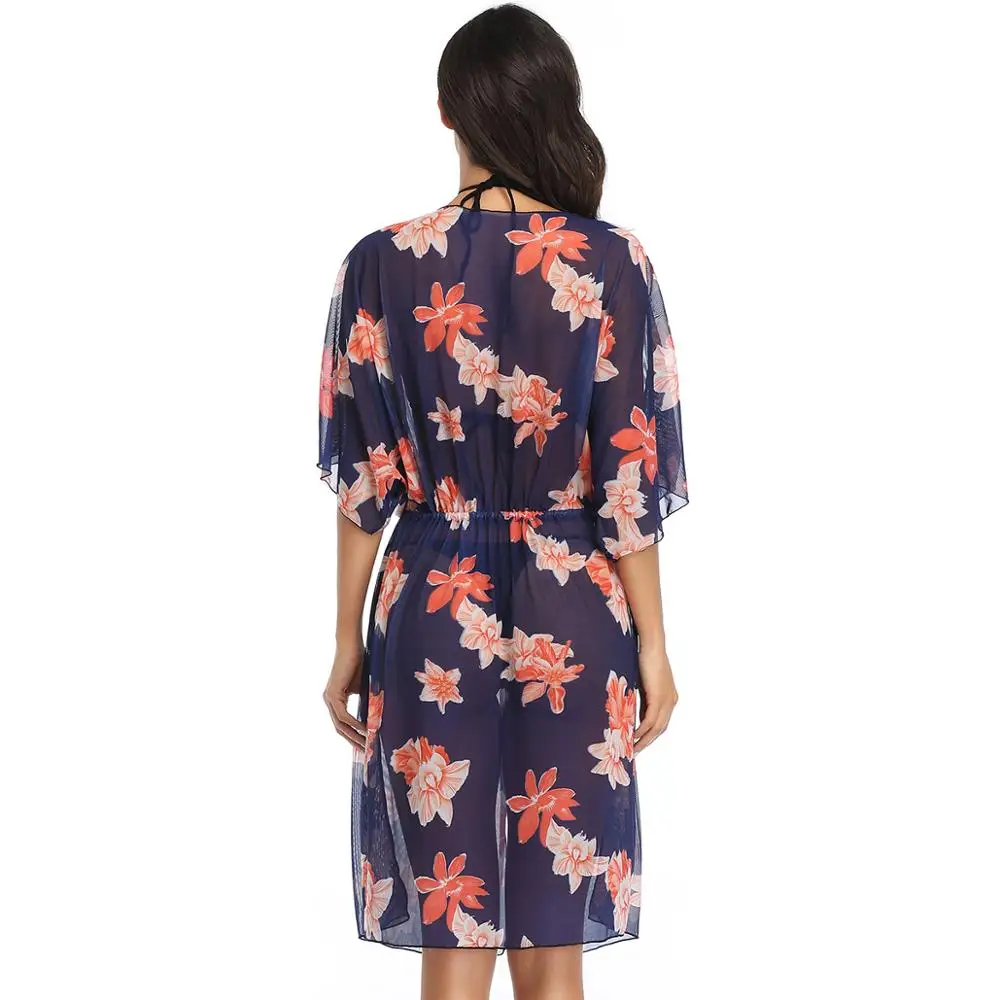 Летнее пляжное платье шифоновый купальник накидка женский бикини пляжные туники