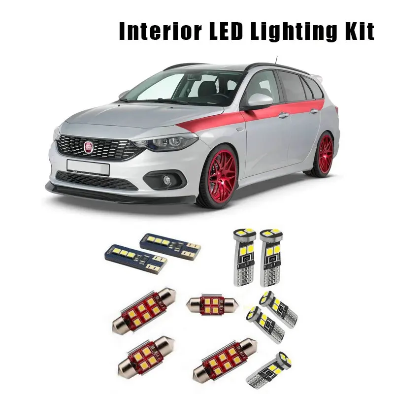 

For Fiat TIPO 356 Hatchback Saloon Estate SW 2016-2020 12pcs White Canbus Car LED interior Dome Map Light Kit License Plate Lamp