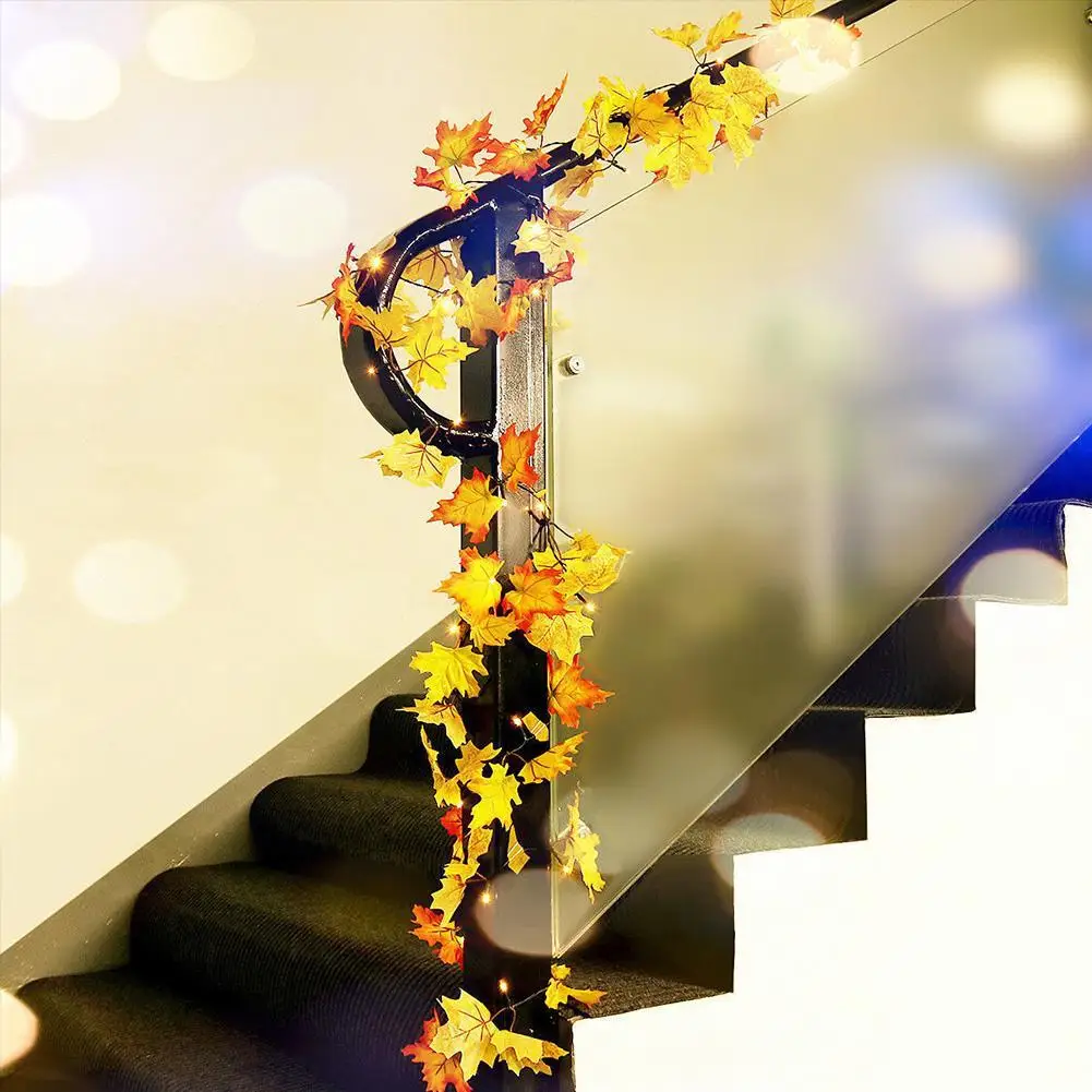 10 Светодиодный светильник на День Благодарения светящиеся осенние листья