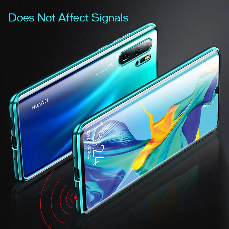 Двухсторонний стеклянный прозрачный Магнитный чехол для huawei P30 Lite светильник Pro P 30 чехол s 360 ° Защитный металлический бампер Магнитный чехол