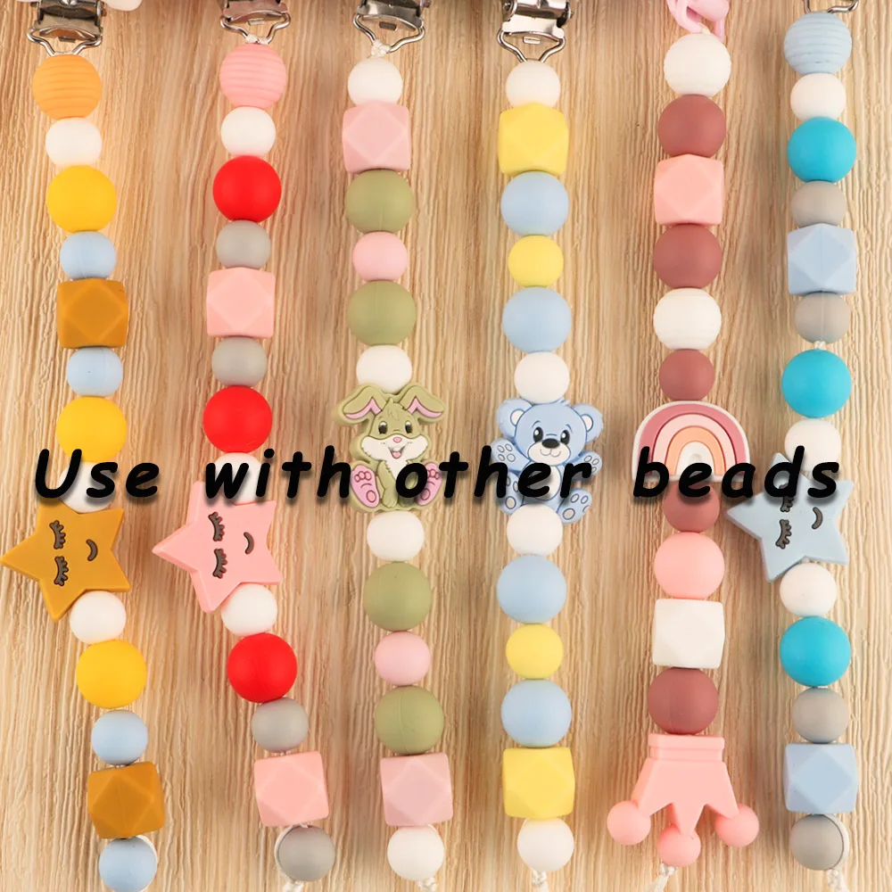 50Pcs 9/12/15MM Baby Silicone Round Beads DIY Pacifier Chain Bracelet Necklace Gift Food Grade Chewing Beads