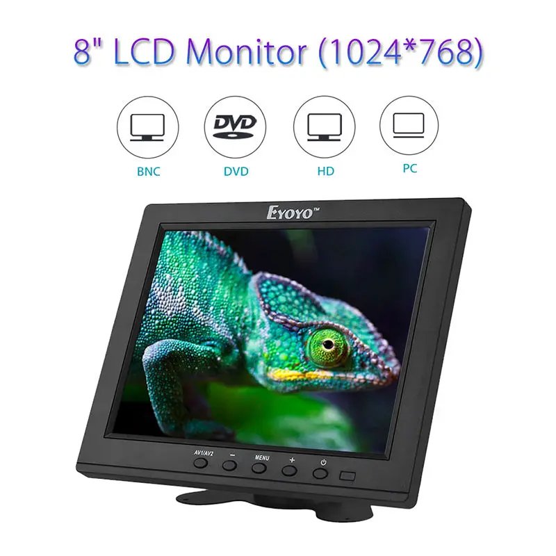EYOYO EM08B 8 дюймовый TFT ЖК цветной монитор с VGA HDMI видеовход интерфейс IPS экран видео