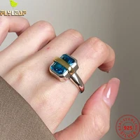 sapphire square 100 925 sterling silver rings for women fashion fine jewelry open ring ins heavy industry light luxury
