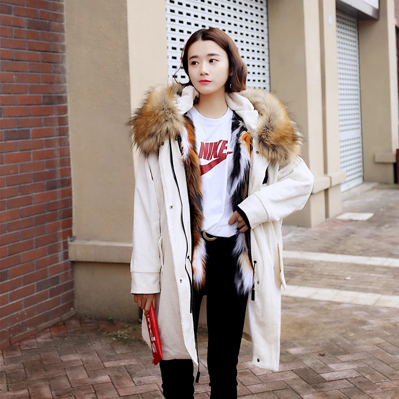 Женское пальто парка с капюшоном хлопковое зима 2019 новое из искусственного меха