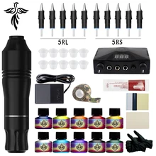 Tattoo Kit Tattoo Power Supply Rotary Pen With Cartridges Needles For Permanent Makeup Body 5ml Tattoo Ink Painting Accessories