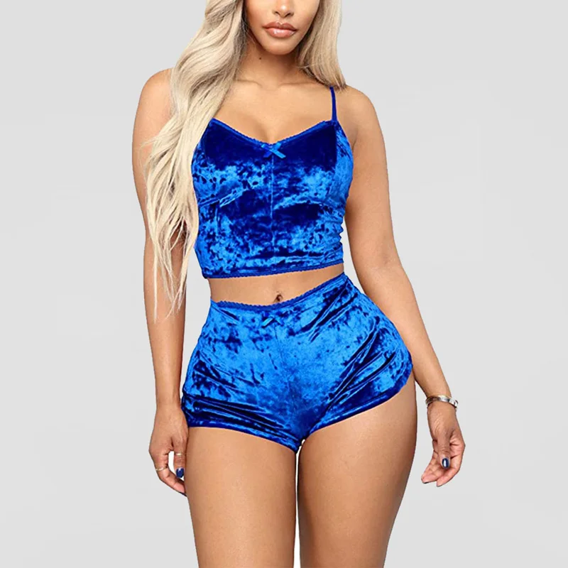 

2PC Bra Sets Velvet Sexy Underwear Lingerie Sets Ladies Intimates Tops And Pants Sleepwear Babydoll Sets Pajamas Female
