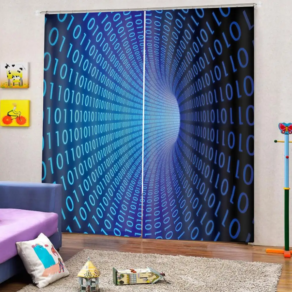 Фото на заказ синяя цифровая туннельная занавеска печать для гостиной спальни