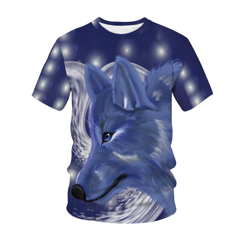 

2021 Wolf Printed T shirts Men 3d Animal Print T-shirts Tops Short Sleeve O-Neck Fashion Black Harajuku Oversized T-shirt