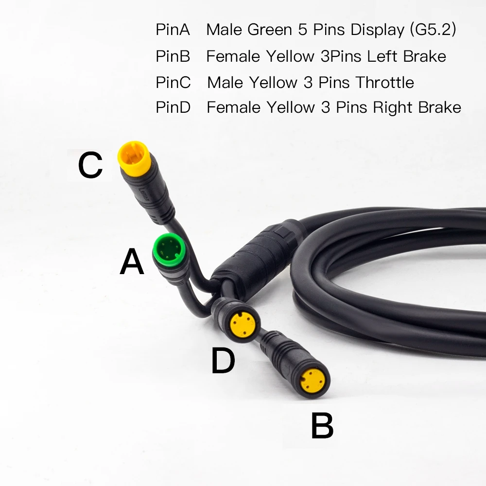 1T4 Cable Two Size for Bafang BBS01 BBS02B BBSHD Mid Drive Motor Electric Bike Twist Throttle Brake and Ebike Display Connector