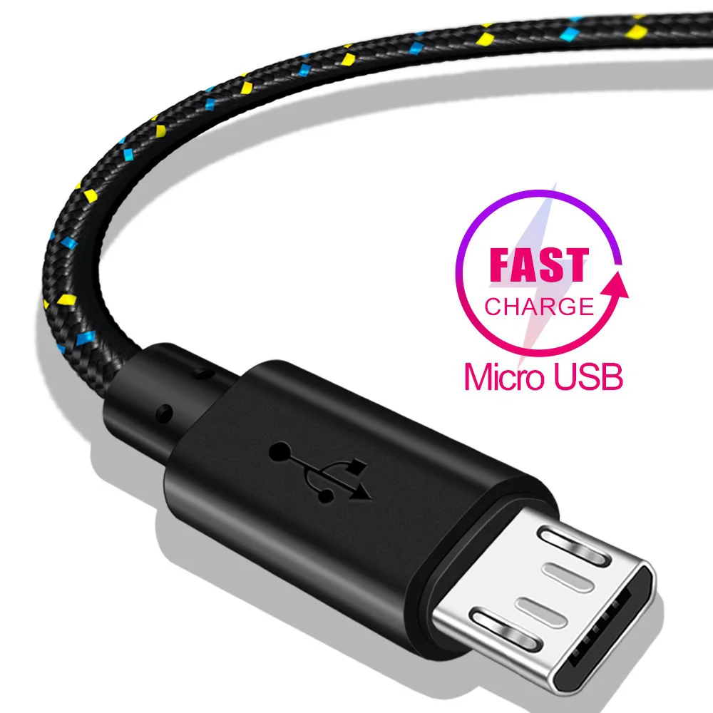 Micro USB кабель 0 2 M 1M 2M 3M с нейлоновой плетеный для быстрой зарядки передачи и microusb