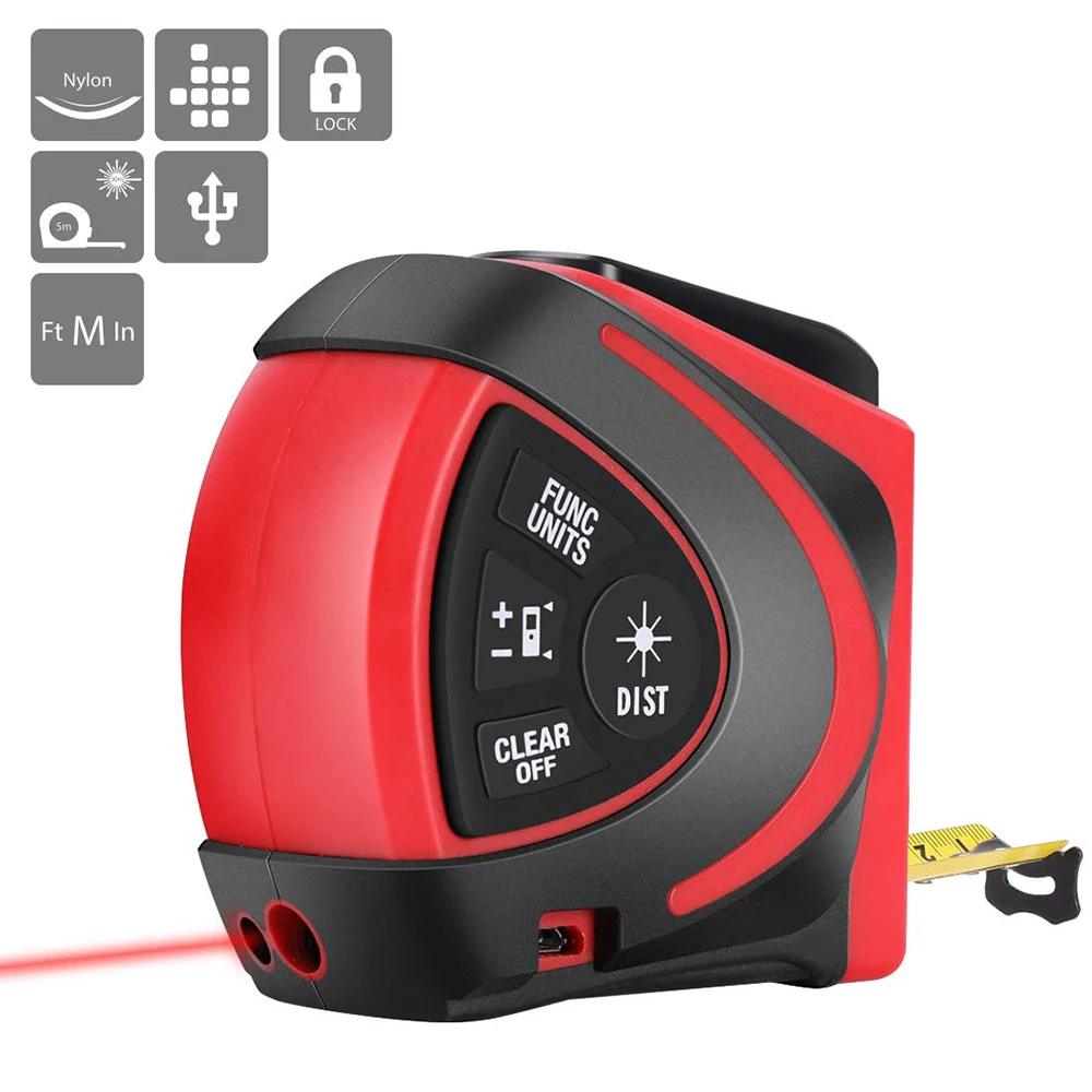 TYRRY USB зарядка лазерный дальномер 40 м 60 цифровая лазерная рулетка trena Лазерная
