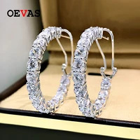 oevas 100 925 sterling silver 4mm high carbon diamond earrings for women sparkling wedding party fine jewelry gift wholesale