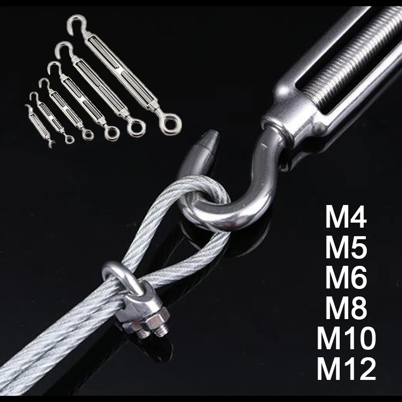 1 шт. M4/M5/M6/M8 304SS стяжка болт с крючком зажимный винт Натяжной канат стягивающий