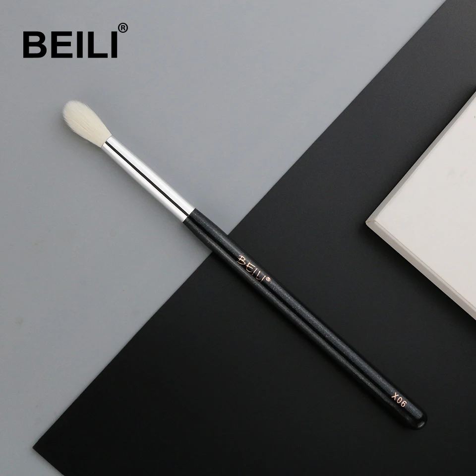BEILI X06 Черная кисть для теней для век, кисть для смешивания, натуральная шерсть белой козы, коробка для кистей, упаковка