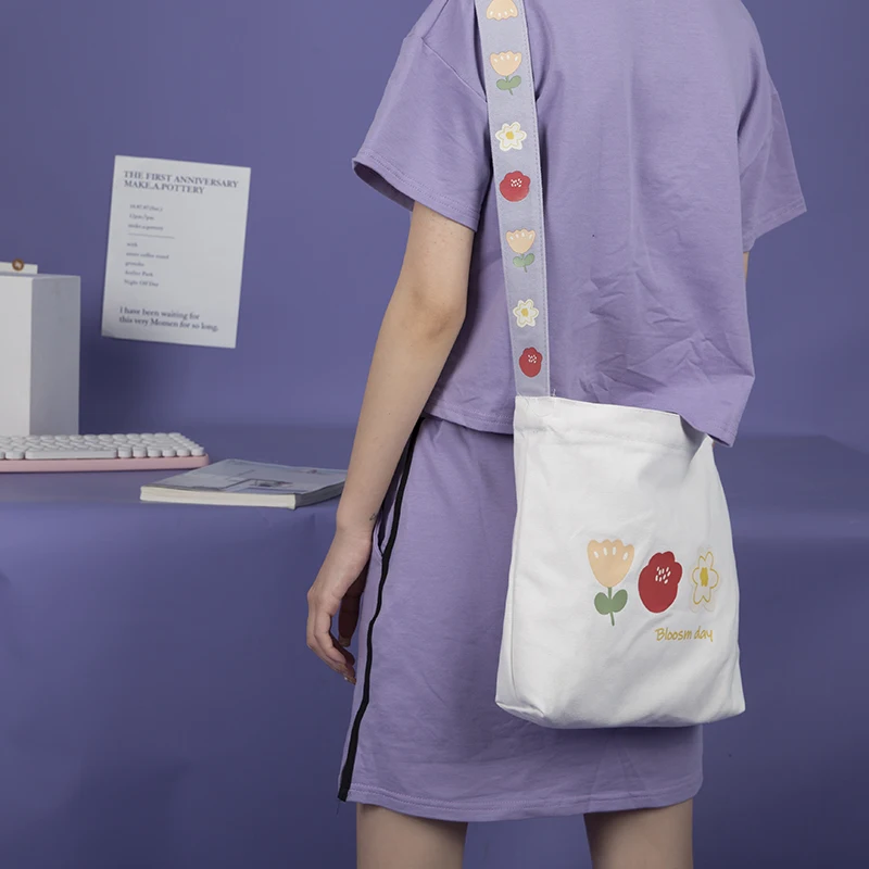 

Angelatracy 2019 New Arrival Fruit Vegetable Canvas Shopping Bag Shoulder Bag Print Straps Girl Women's Crossbody Messenger Bags