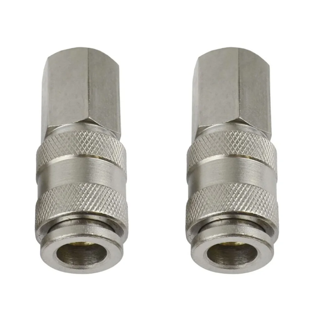 

Air Line Pneumatic Connector Hose Connector Quick Release 2 pcs Fitting Silver