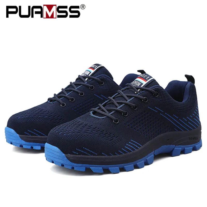 Мужская защитная обувь со стальным носком осенние дышащие противоударные ударопрочные мужские рабочие