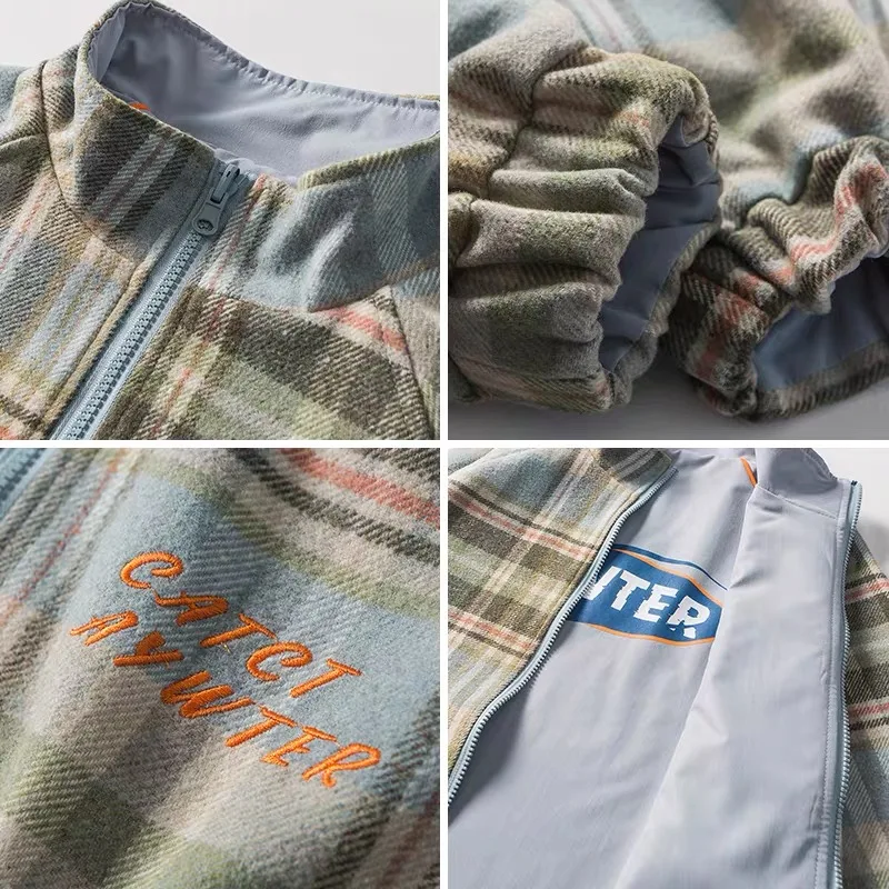 

Casual Harajuku Style Winter Men Jacket Japanese Long-sleeved Both Sides Wear Streetwear University Couple Sports Bomber Jacket