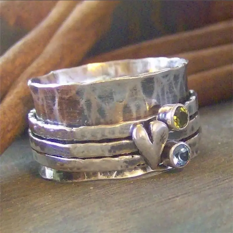 

Ethnic Style Creative Color Hao Stone Love Ring Simple Fashion Ladies Flat Ring Couple Ring Party Jewelry