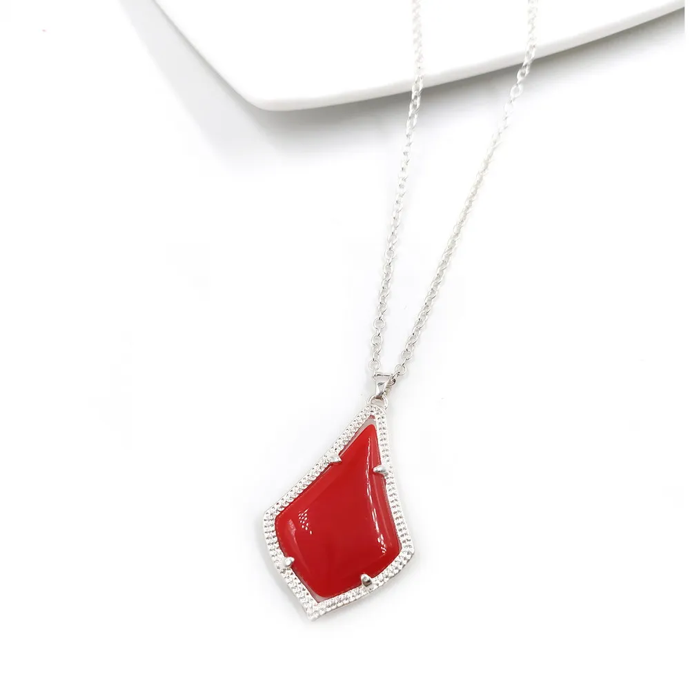 Kace ярко-розовые Висячие серьги для женщин - Окраска металла: Silver red necklace
