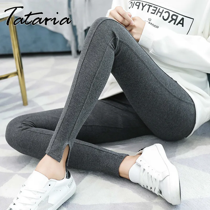 Осенние хлопковые леггинсы для женщин с высокой талией женские вертикальные