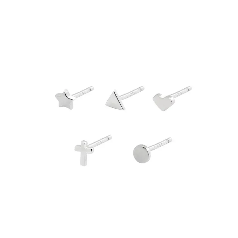 Женские серьги-гвоздики из серебра 100% пробы с сердечками и звездами | Украшения