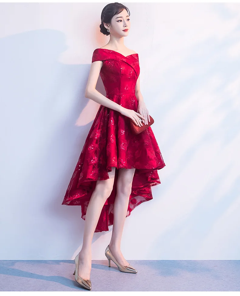 Вечернее платье в китайском стиле сексуальное облегающее асимметричное с