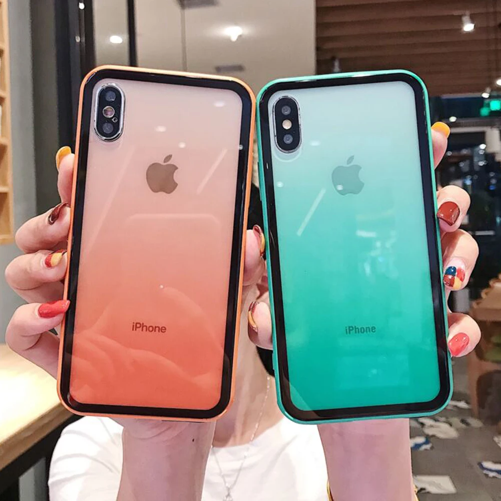 Роскошный прозрачный градиентный чехол для телефона мягкий цвет градиента +