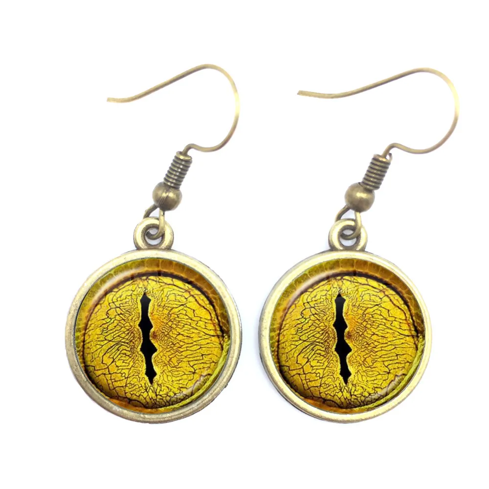 Стеклянные кабошоновые серьги с глазами дракона змеи совы кота тигра украшения